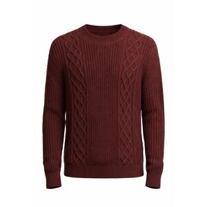 BANANA REPUBLIC Cable Knit Sweater Mens Large Burgundy Crewneck Cotton
